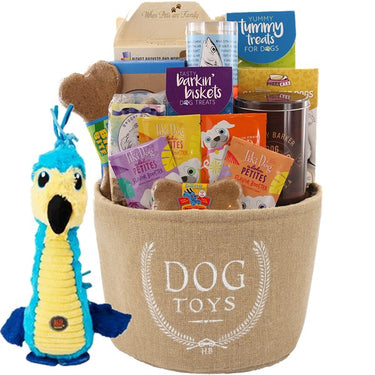 Dog Toy Storage Bin with Goodies