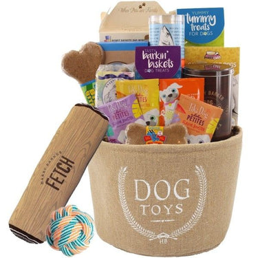 Dog Toy Storage Bin with Goodies